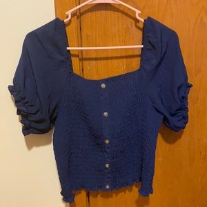 Blue semi crop square top